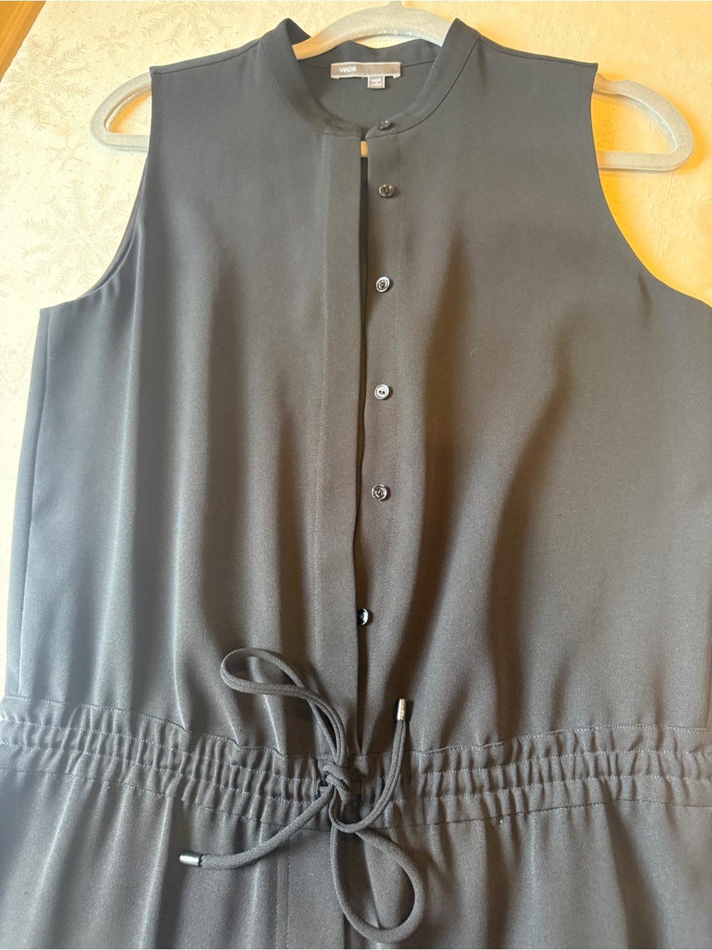 Vince Black Button-Front Drawstring Jumpsuit